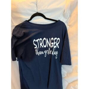 Bella + Canvas “Stronger Than Yesterday” Graphic Tee – Navy Blue, 2XL